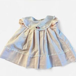Vintage C.I. Castro & Co Baby girl's pink dress with lace trim size 6 months